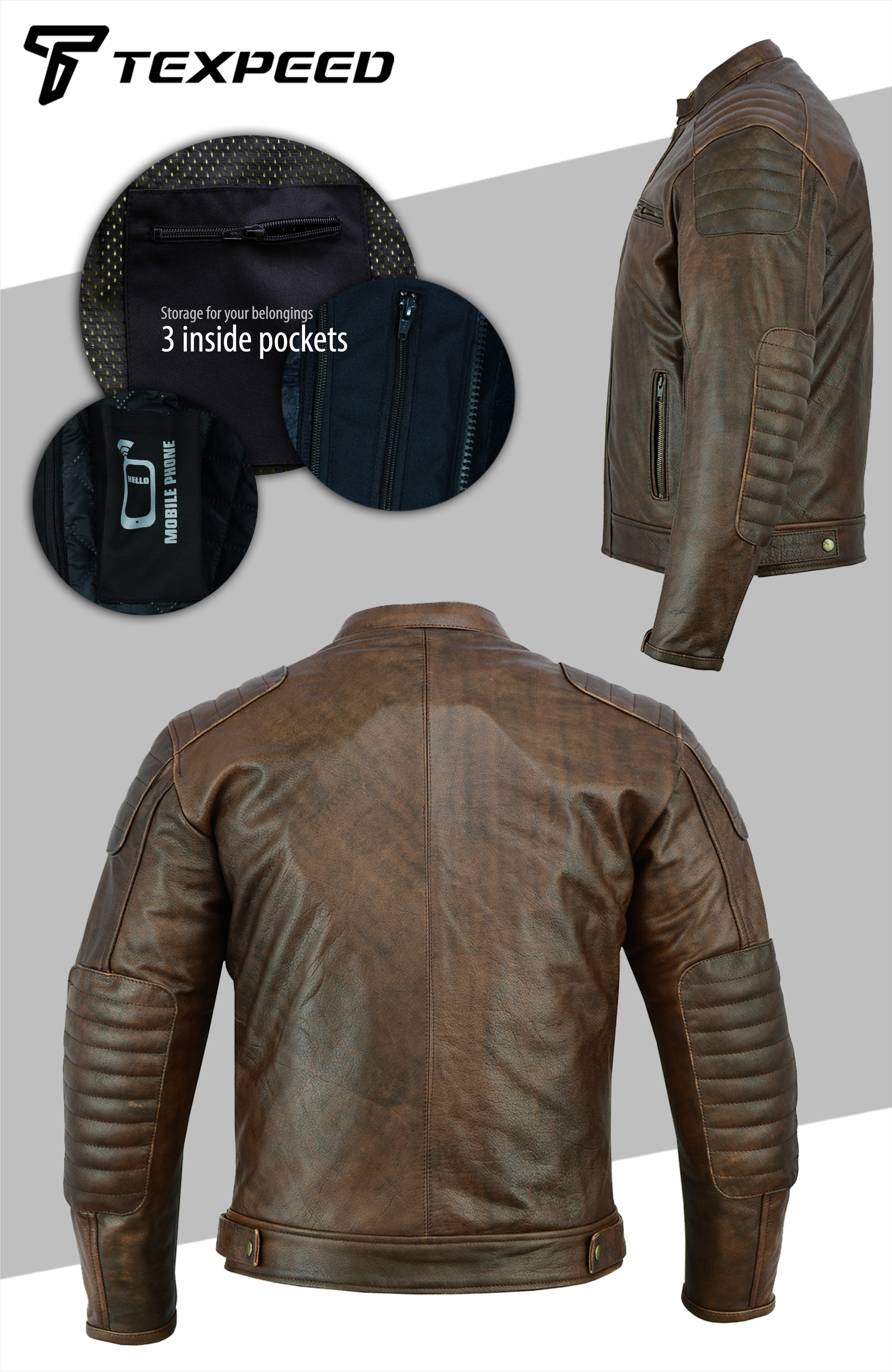 Leather Motorbike Motorcycle Jacket With Genuine CE